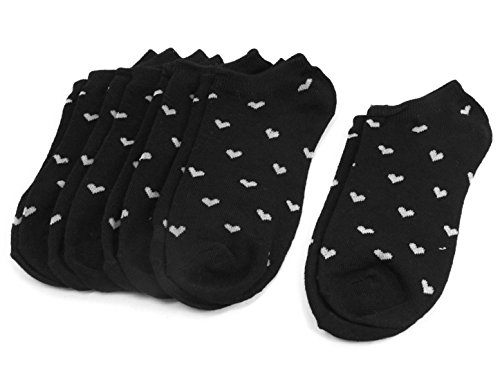 uxcell Unisex Heart Pattern Stretch Casual Sports Ankle Socks 5 Pairs One Size Black