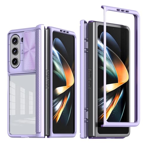 Coque Galaxy Z Fold5 violette en acrylique transparent avec protection appareil photo