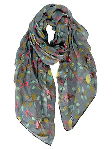 Image of GERINLY Scarfs for Women Lightweight Cotton Feel Scarves Floral Birds Print