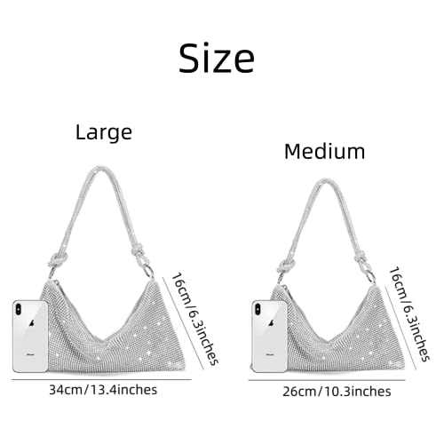 Image of Rhinestone Purse for Women Evening Clutch Hobo Sparkly Silver Handbags Glitter Bag for Wedding Prom and Party