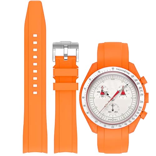 Image of Bands for MoonSwatch Watch,Curved end No Gap,Premium Silicone Rubber Watch Strap for Omega X Swatch Moonswatch Speedmaster /Rolex /SEIKO 20mm 22mm Watch Strap Replacement Band for Men Women