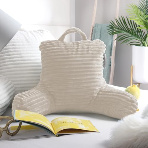 Image of Nestl Reading Pillow for Kids & Teens with Shredded Memory Foam, Luxe Cut Plush Backrest Pillows for Reading and Gaming, for use on Couch, Bed, Floor, Adjustable Support with Washable Cover Linen