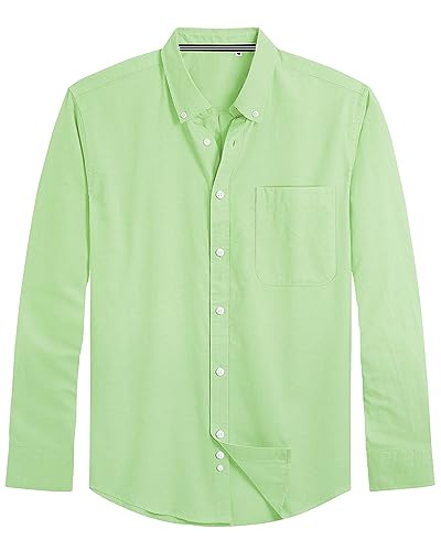 Image of J.VER Men's Oxford Shirt Solid Casual Button Down Collar Shirts Long Sleeve Dress Shirts with Pocket