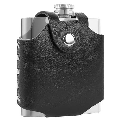 Linkidea Vegan Leather Flask Case, Portable Pocket Belt Bag Compatible
