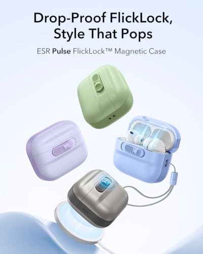 Image of ESR for AirPods Pro 3 Case (2025), Compatible with AirPods Pro 3 (USB-C Cable), MagSafe Ready, Magnetic Lid Lock, Full Drop Protection Cover with Lanyard, Light Blue