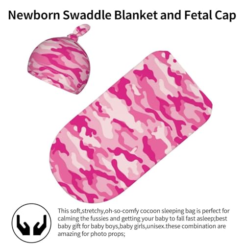 Image of Camo Newborn Baby Swaddle Blanket Baby Stuff,with Beanie hat Sets, Soft Gifts for Unisex Boys Girls Shower Infant