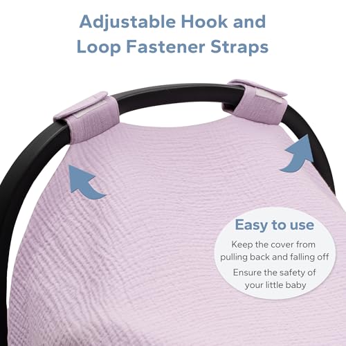 Image of SERAPHY Muslin Car Seat Cover Baby, Universal Carseat Covers Baby Girl Boy | 100% Muslin Cotton, Universal Fit, Breathable, Soft Infant Car Seat Canopy, For Boys and Girls, Sun & Wind Protection