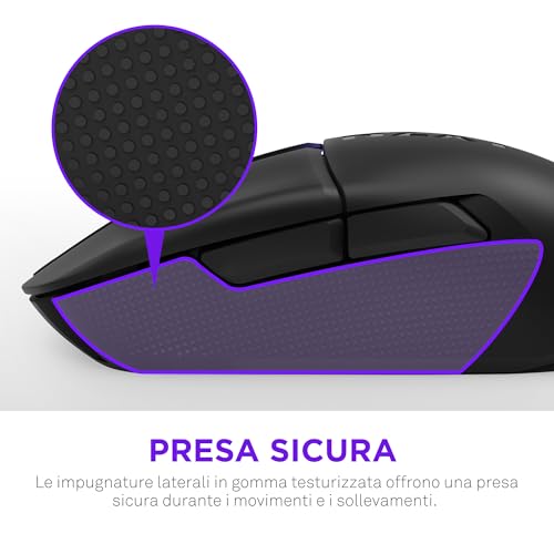 Lift Elite Wireless Gaming Mouse – Ultra leggero 57 g – 4K/8K Polling Rates, Switch ottici, Sensore ottico 26K DPI – Lunga durata della batteria – Grip laterali in gomma – Nero - Mouse gaming - Immagine 7