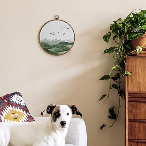 Arte de pared redondo TLESKE con versículo bíblico y lienzo enmarcado estilo boho de montaña 2