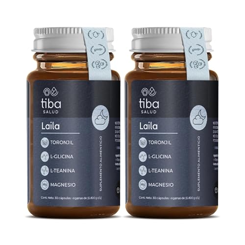 Tiba SALUD LAILA | Mantenimiento del Descanso y Calma | Magnesio, Toronjil, L-Glicina, L-Teanina | Suplemento Vegano | 60 cápsulas