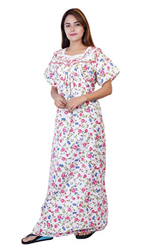 Image of Women's Cotton Block Print Knee Length Nighty