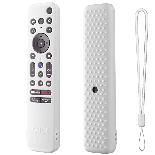 Image of Oboe Silicone Full Wrap Remote Case Compatible with Sony Smart Tv 2022 Voice Remote RMF-TX 800U RMF-TX 900U Remote Cover with Lanyard (C-White)