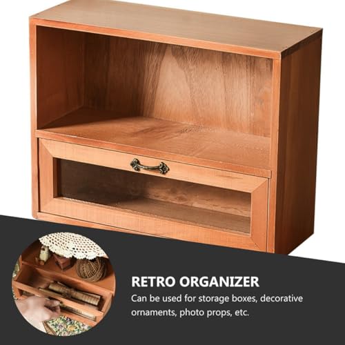 Gabinete de cosméticos de madera vintage organizador retro funcional para baño 5