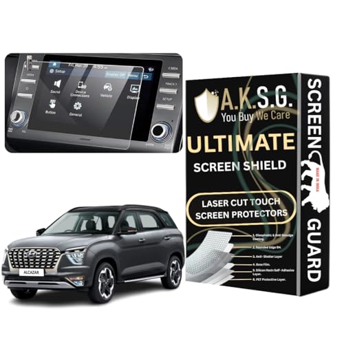 Image of A.K.S.G. Screen Guard Compatible With Hyundai Alcazar 8 Inch [2021-Running] Touch Screen Infotainment Screen Protector (Company Fitted) Not a Tempered Glass [Transparent]