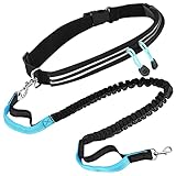 Upenty Joggingleine Hunde mit Bauchgurt, Hundeleine Große Hunde und Mittelgroße Hunde bis 70 kg, Laufleine Elastisch Ruckdämpfend, EIN 3-in-1-Set Freie Hände zum Joggen Laufen Radfahren Wandern