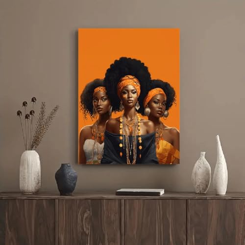 Toile femmes africaines de 60 x 90 cm pour sublimer votre salon avec un style ethnique chic unique