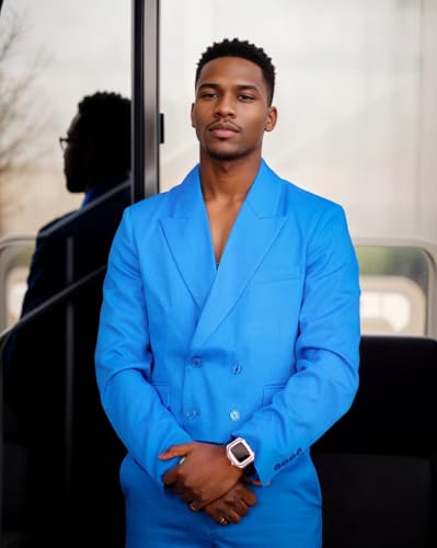 Casual Mens Suit Fashion 2 Piece Suits for Men Regular Fit Double Breasted Tuxedo Peak Lapel 4 Button Short Blazer Pants2