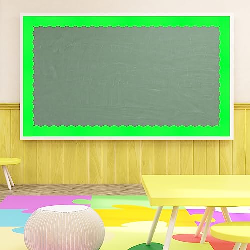 Image of Whaline 69Ft Neon Color Bulletin Board Border Fluorescent Green Yellow Orange Rose Red Decoration Borders Colorful Bulletin Board Stickers for School Classroom Office Home Party Decoration (Pack of 2)