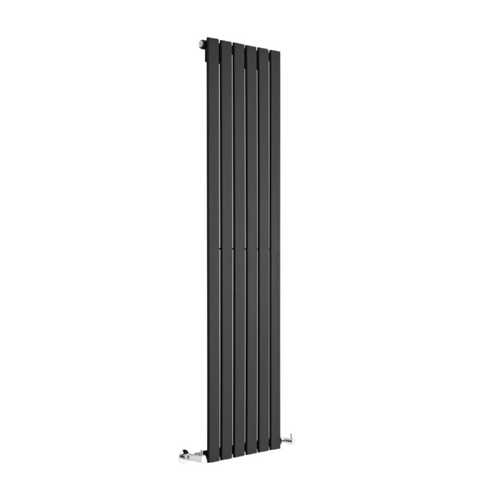 Milano Black Alpha Vertical Single Flat Panel Radiator - 1600Mm X 420Mm
