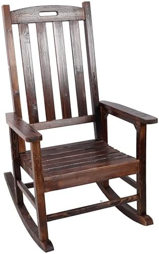Oversized Wooden Rocking Chair for Porch & Patio 330lbs Capacity ...
