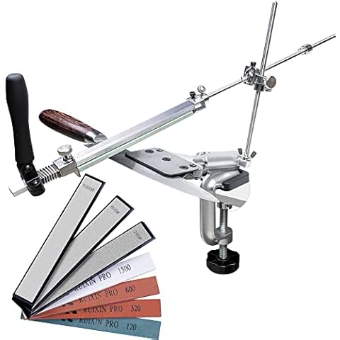 Knife Sharpener Kit, RUIXIN PRO Professional Knife Sharpeners, 360° Flip Rotation Fixed-Angled, Upgraded Precise Slider & Fixture, Kitchen Chef Knife Sharpening System Kit, 4 Whetstone+3 Diamond Stone Cover