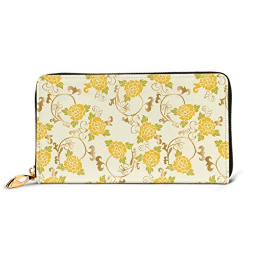 Preisvergleich Produktbild JHGFG Mode Handtasche Reißverschluss Brieftasche Pfingstrose Blumenmuster Telefon Kupplung Geldbörse Abendkupplung Blockieren Leder Brieftasche Multi Card Organizer