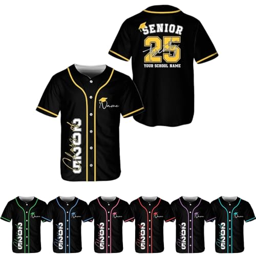 Custom Senior Baseball Jersey, Graduation Class of 2026 Button Up Short Sleeve Graduate Sports Jersey for High School Seniors miniatura 1