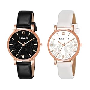 DREALEX Analogue Leather Strap Girls & Women’s Watch (Pack of 2)