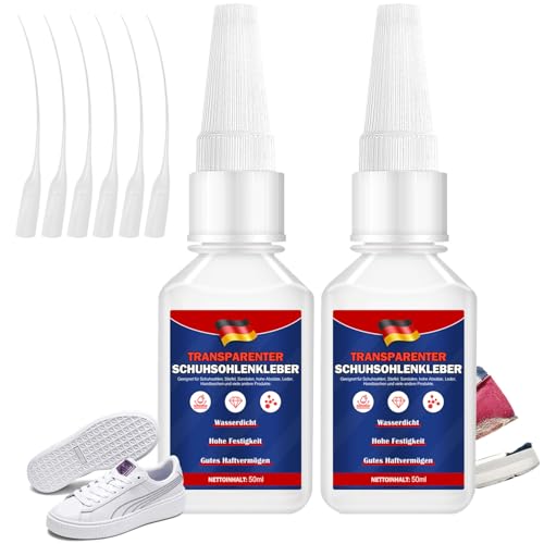 2 x 50 g de pegamento para zapatos extra fuerte, transparente para suela de zapatos, adhesivo para suelas, zapatos deportivos, botas, piel