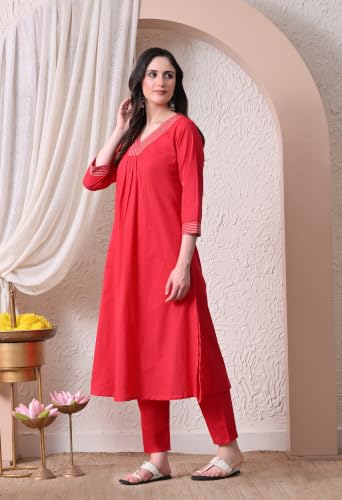 Image of Truvon Fashions Stylish Women's Co-Ord Kurta with Pant Set Cotton Floral Kurti for Women