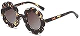 Toddler Retro Flower Round Anti-UV Sunglasses,Kids Girl Cute Eyewear Glasses (Leopard)