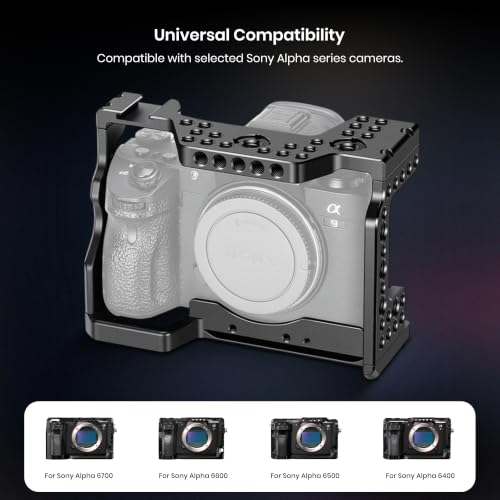 Image of Simpex Camera Cage for A7R3, A7M3, A9 Series,Durable Metal Cage with Multiple Mounting Points, Cold Shoe, Full Access Design for Sony Alpha Cameras, Perfect for Videography & Photography.