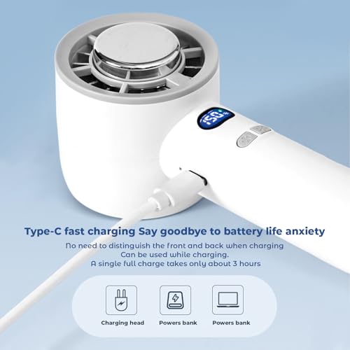 Ventilador de mano portátil con pantalla LED ajustable y batería recargable 6