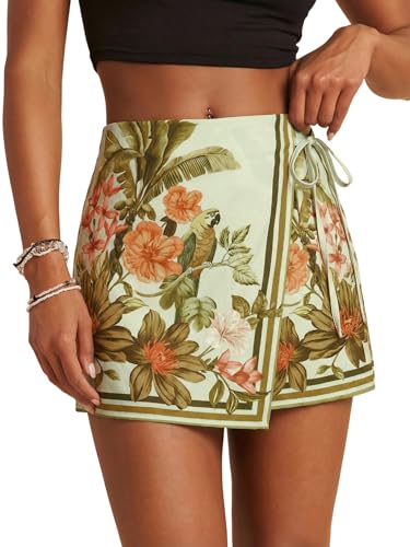 Image of SweatyRocks Women's Boho Mini Skirts Floral Shorts Tie Side Wrap Skorts
