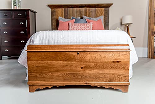 Image of Rustic Red Door Co. Cedar Hope Chest with Waterfall Top, Amish Made Wooden Storage Trunk Box for Bedroom, Blanket, Clothes, Anti-Slam Hinges and Lock, 36 inch, Rustic Hickory Wood, Boston Stain