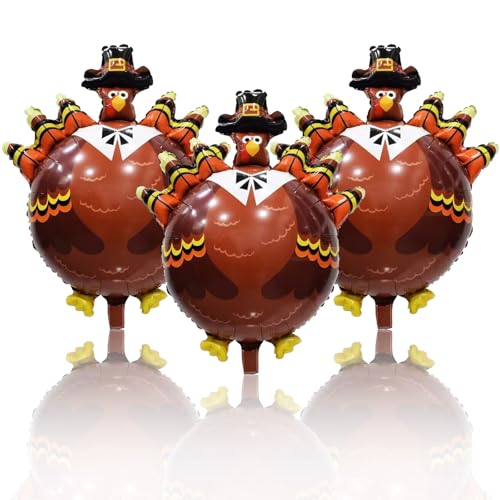 Turkey Balloons Thanksgiving Balloons Fall Turkey Foil Balloon for Autumn Themed Party Decoration Supplies Birthday Decoration Harvest Festival Decor Ballons Arch Kits Party Fall Balloon Set 3pcs