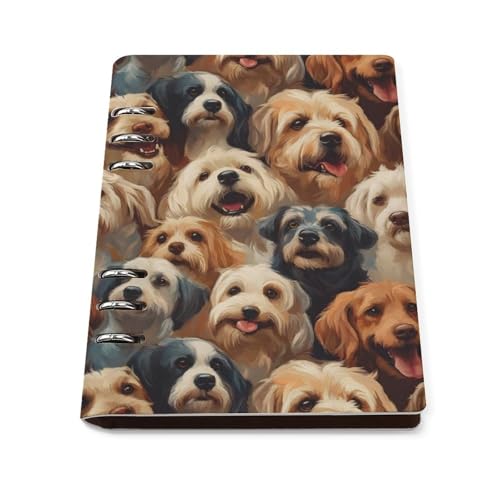 Carnet ligné pour l'école A5 cuir imprimé chiens | Cahier de travail rigide pour adulte