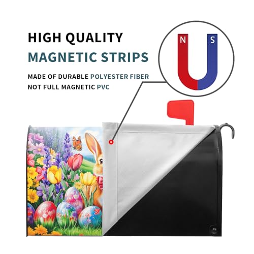 Image of Spring Easter Mailbox Covers Magnetic Standard Size 18 X 21 Inch Bunny Flower Magnetic Mailbox Covers Egg Butterfly Mailbox Wraps Post Box Cover Decoration Outdoor Garden Home Yard Outside
