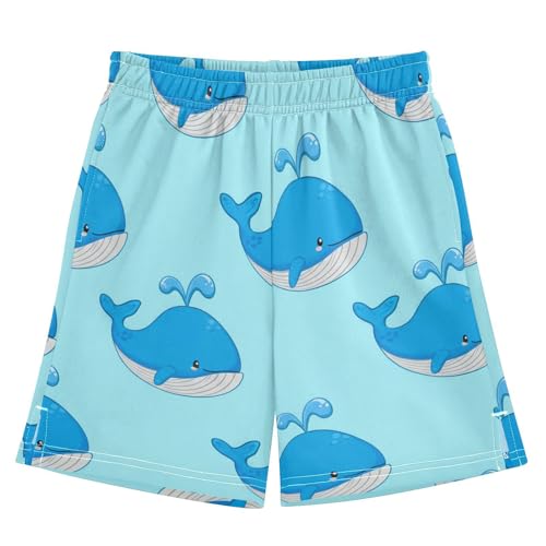 J JOYSAY Cartoon Cute Whale Boys Athletic Shorts Kids Youth Casual Shotrs with Pockets Elastic Waistband
