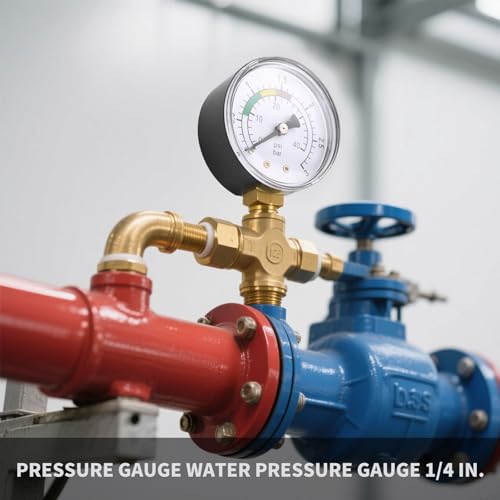 NVGFTG Schwarz Manometer 1/4 Zoll Pool Druckluft 0-3 BAR/40 PSI Wasserdruck Messer für Gas und Wasser