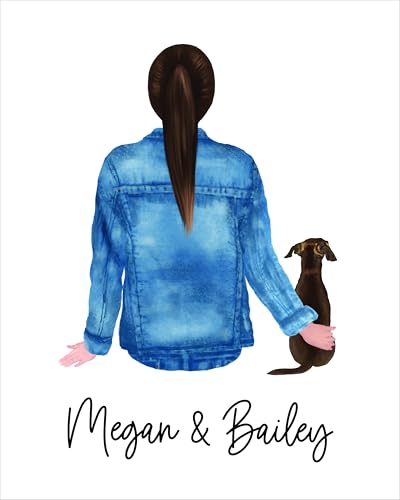 Personalized Gift For Best Friend, Girl and Dog Print, UNFRAMED, 8 X 10 or 11 X 14 Art Print, Dog Mom Gift, Custom Sister Idea, Hairstyle and Pet Breed Options Available,