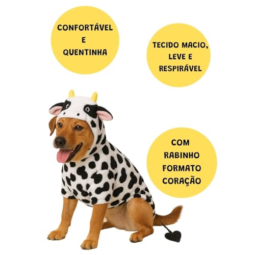 Fantasia de Vaca para Cachorro e Gato Roupa Pet (Grande (L))