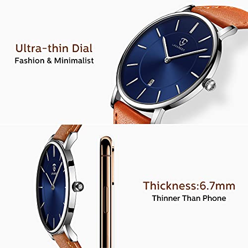 BEN NEVIS Mens Watches, Minimalist Fashion Simple Wrist Watch for Men Analog Date with Leather Strap