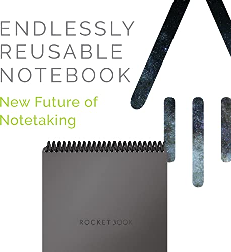 Rocketbook Flip Libreta A5 – Cuaderno A5 Tamaño Ejecutivo Gris – Cuaderno Inteligente Infinitamente Reutilizable - Cuadricula de Puntos - Incluye Lápiz Pilot FriXion y Borrador