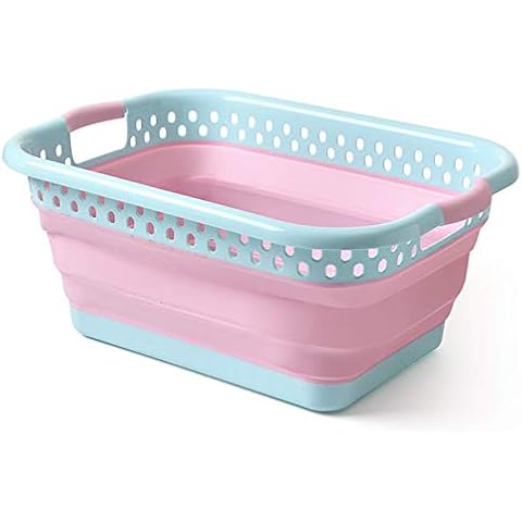SOSmart So Smart Foldable Laundry Basket Square Plastic - Green Grey - 28 L Volume - Laundry Hamper Foldable Storage Box Camping Laundry Basket Plastic Tub Washing Basket Large Small Portable Cover