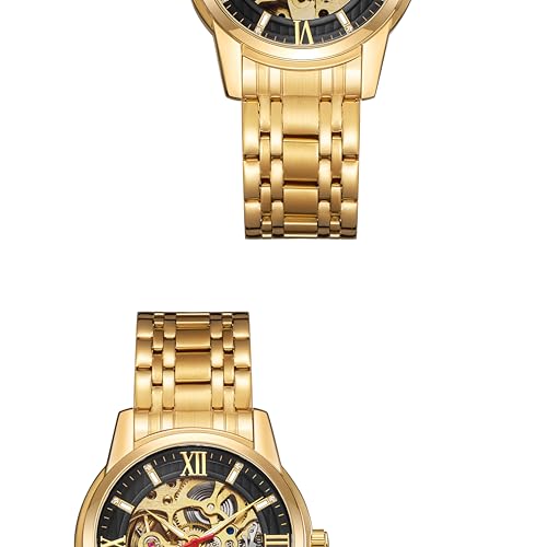 Image of Kenneth Scott Men's Watch, Mechanical Display and Stainless Steel Strap - K22311-GBGB, Gold