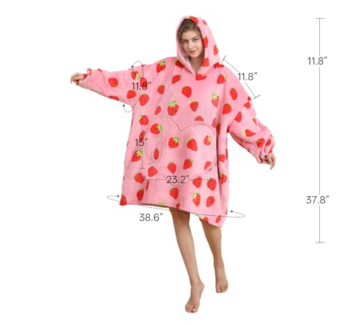 Dietersler Strawberry Sherpa Wearable Blanket Hoodie — view 4