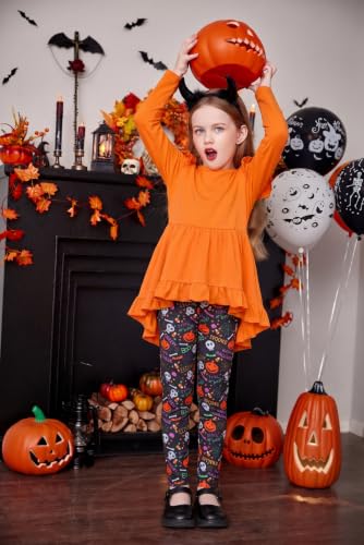 Image of Arshiner Toddler Girl Clothes Ruffle Trim Long Sleeve Pullover Top and Floral Print Leggings Fall Outfits Kids Clothing Sets