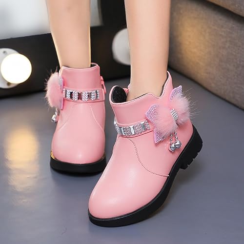 IWIHMIV Girl Non Slip Boots Kids Ankle Boots Warm Side Zipper Boots Low Heel Short Booties Winter Snow Boots Outdoor Shoes2