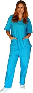 M&M SCRUBS Women Scrub Set Medical Scrub Top and Pants XXXL Water Blue
